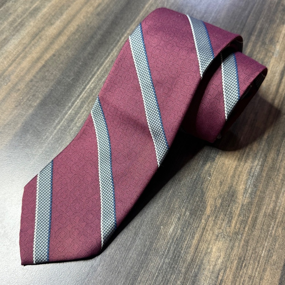 Envoy Burgundy‎ Striped Necktie Business Career Formal Classic Tie
